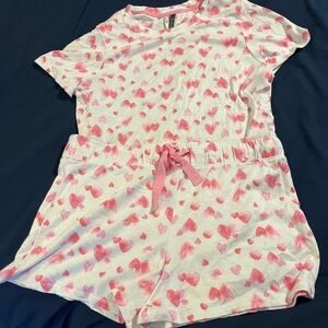 Pink Heart Print Women's Pajama Set